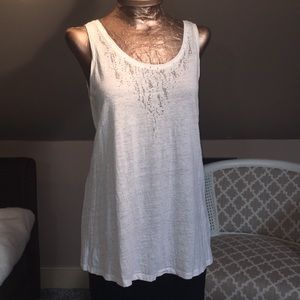 EILEEN FISHER White Beaded Sleeveless Tank